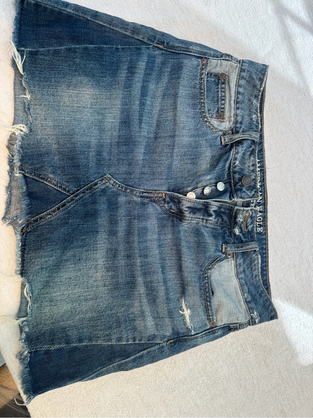 American Eagle Outfitters Blue Distressed Denim Skirt